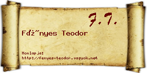 Fényes Teodor névjegykártya